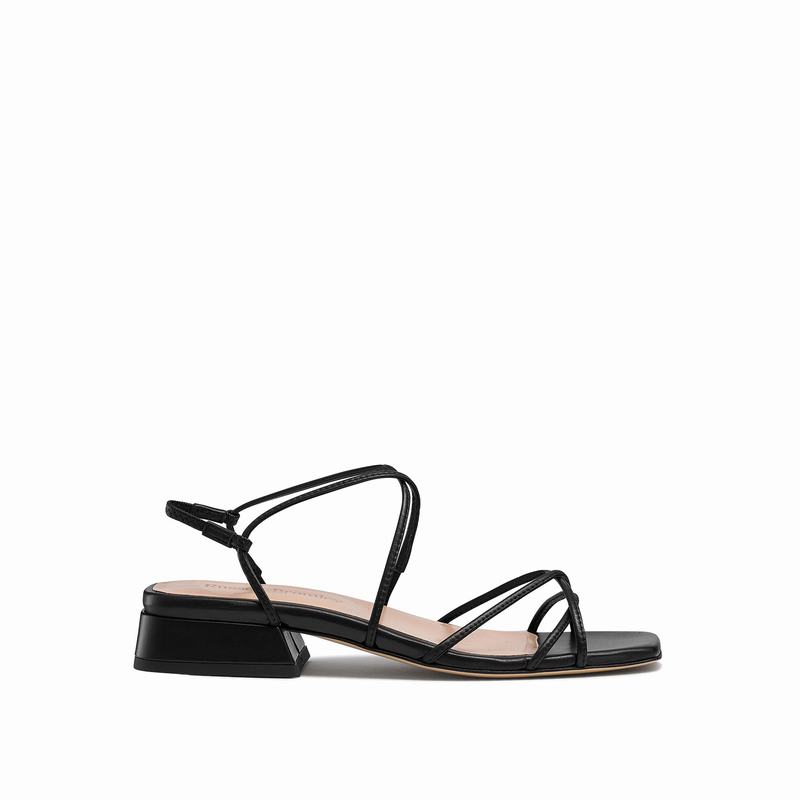 Russell & Bromley Airstrip Womens Square Toe Sandals Black |DEK3713AM|